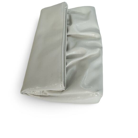 White Faux Patent Foldover Clutch Purse by Style & Co – Ruched Front Snap Close - Picture 12 of 16